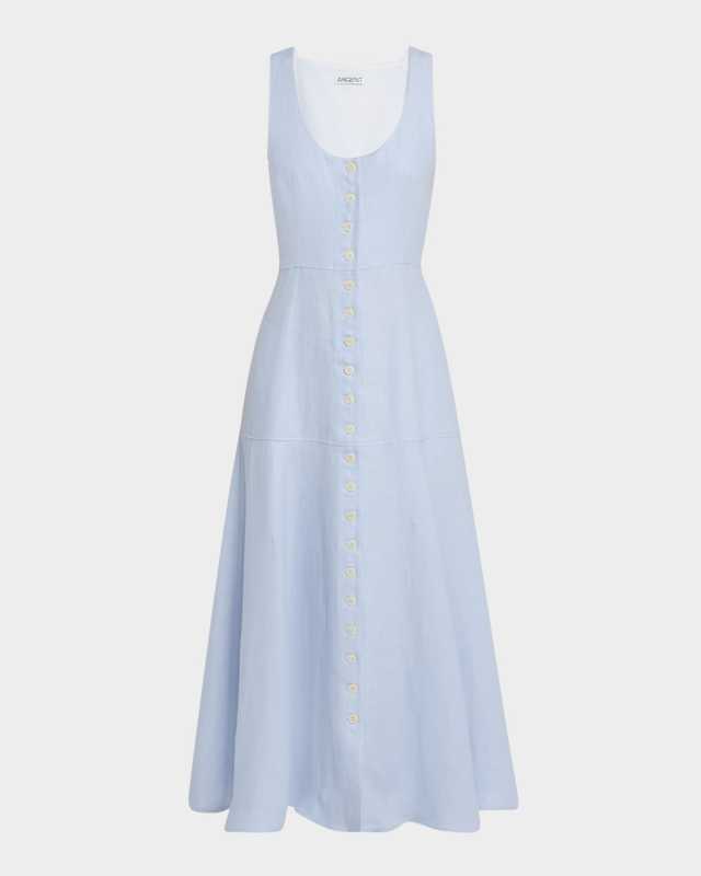 Marcy Sleeveless Linen Twill Midi Dress